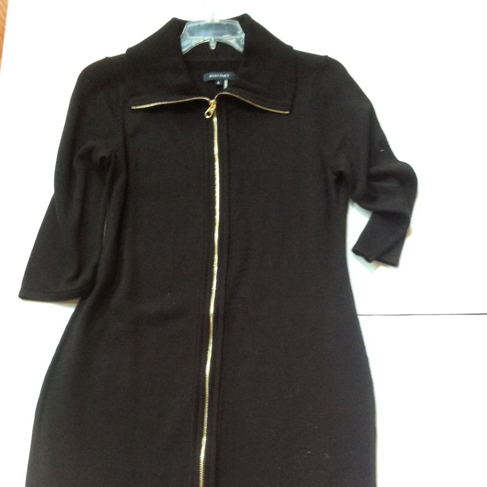 Ellen Tracy Black Sweater Dress Zipper Front